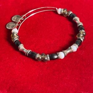 Alex and Ani Black and Silver Beaded Bracelet